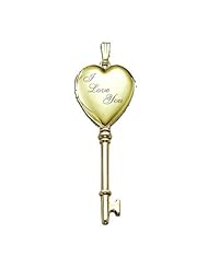Solid 14K Yellow Gold Small Heart "I Love You" KEY Locket 1/2 inch x 1-1/4 inch Solid 14K Yellow Gold