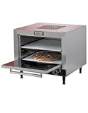 Pizza Oven, electric, countertop, 2-deck, brushed s s front, top & sides, insulated, removable 19'' cordierite decks, tubular heating elements, thermostatic controls 300-700 degF, 60 min. bell timer, 6' cord & 5-15P plug, 120 V, 1800 watts, 15 amps,