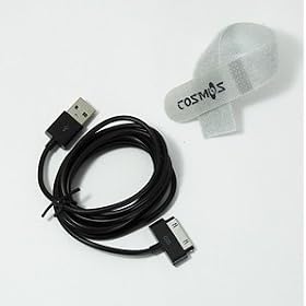 COSMOS Black Extra Long 2m 2 meters USB Charge and Sync Data Cable for iPod touch itouch / Nano / iPhone 3G, 3GS, iPhone 4 / iPad / iPad 2 , More Than Double the Length of the Standard Cord - 1m 1 meter Long, FITS IPHONE 4 BUMPER AND ALL OTHER CASES +COSMOS cable tie