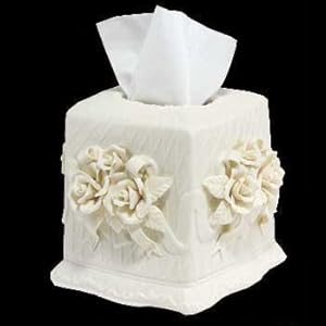 Facial Tissue Holders Cream Porcelain, Tissue Box Cover Bisque Cream