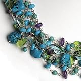 Sterling Silver Howlite/Turquoise/Amethyst/Crystal/Fluorite Necklace