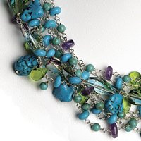Sterling Silver Howlite/Turquoise/Amethyst/Crystal/Fluorite Necklace by Amethyst Crystals