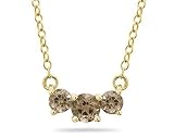 1.00 CTW Smokey Quartz Three Stone Pendant Necklace 14K Yellow Gold