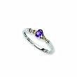 Sterling Silver And 14k Amethyst And Diamond Ring