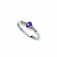 Sterling Silver And 14k Amethyst And Diamond Ring