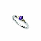 Sterling Silver And 14k Amethyst And Diamond Ring