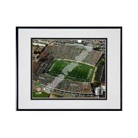  Marshall University Stadium Aerial View inch Double Matted 8 inch x 10 inch Photograph In Black Anodized Aluminum Frame