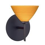 BESA Lighting 1SW-1743OK-BR Bronze Domi Transitional Single Light Up Lighting Wall Sconce from the Domi Collection featuring Oak Glass