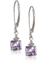 10k White Gold White Topaz Leverback Earrings