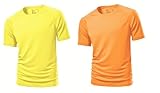 SPORTS T SHIRT HI VIS YELLOW OR ORANGE (S-XXL) RUNNING GYM FITNESS