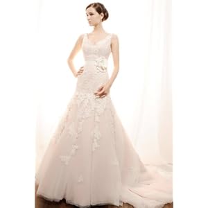 Perfect Wedding-chiffon Gown with Beaded Lace Applique Style