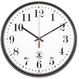CHICAGO LIGHTHOUSE FOR THE BLIND Atomic Slimline Clock, 12-3/4in, Black, 1 AA Battery