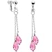Handcrafted Austrian Rose Crystal Droplet Chain Clip Earrings