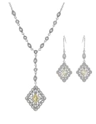 Sterling Silver Cubic Zirconias Women Jewelry Set. Length 43 in. Total Item weight 4.8 g.