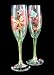 Butterfly Meadow Design - Hand Painted - Matching Set of Toasting Flutes - 6 oz.