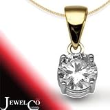 Jewelco London 18 Carat 2-Colour Gold 1.00ct 4 Claw Diamond Solitaire Pendant