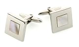 Fantastic silver plated square cufflinks with square inset of mother of pearl in a presentation box