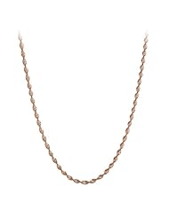 Rose Goldtone Finish Silver Twisted Herringbone Chain Necklace, 24"