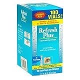 Refresh Plus Lubricant Eye Drops Long Lasting Relief Plus Protection for Mild To Moderate Dry Eye - 100 Single Use Vials