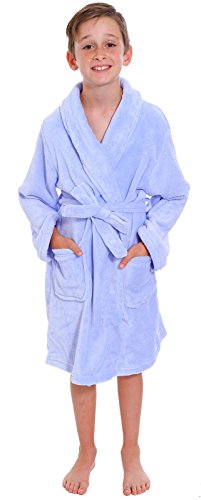 Simplicity Girl's Soft Plush Bathrobe Robe with Long Sleeve, Pockets, Purple, S
