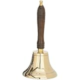 Large Solid Brass School Bell w/ Wood Handle ~ School Bell