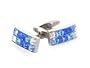 Stunning Blue & Silver Crystal Bar Cufflinks with Gift Box