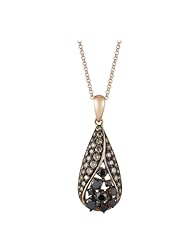 14k Rose Gold 1ct Teardrop Pave Set Brown and Black Diamond Pendant Necklace
