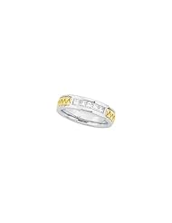 14K White And Yellow Gold - Handwoven Two Tone Diamond Duo Band