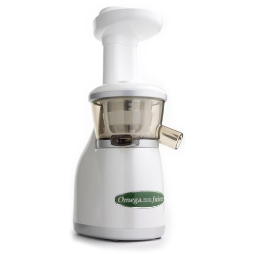 Omega VRT330x Factory Certified Reconditioned Dual-Stage Vertical Single-Auger Low-Speed Juicer, White