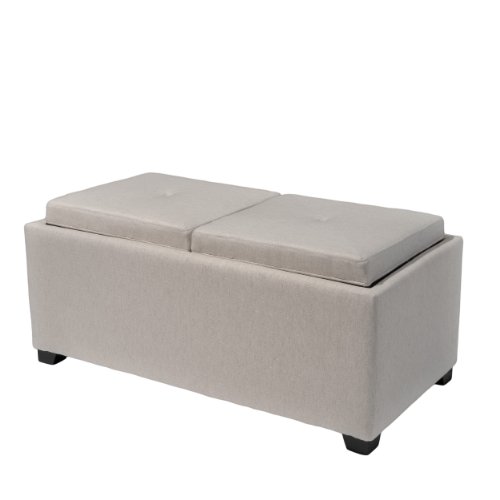 Devonshire Light Grey Fabric Tray Ottoman