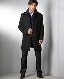 Kenneth Cole Whistler Diagonal Stripe Wool Overcoat Espresso 46L