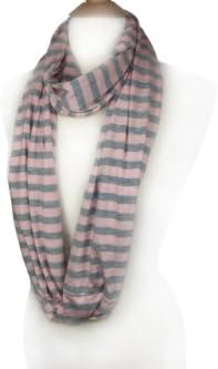 Cape May Stripe Infinity Scarf Loop Style | Wrap | Multi Colors (Pastele Pink_Gray)