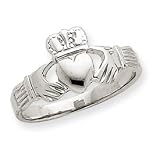 14k White Gold Ladies Claddagh Ring - Size 7