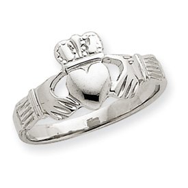 14k White Gold Ladies Claddagh Ring – Size 7
