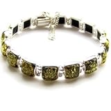 Green Amber and Sterling Silver Modern Link Bracelet 7