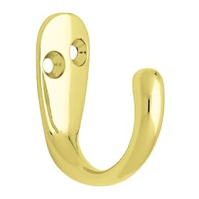 Liberty Hardware B59103Z-PB-C Single Prong Robe Hook, Polished Brass