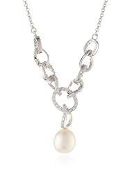 Bella Pearl Dangling Cubic Zirconia Pearl Pendant Necklace, 19.5"