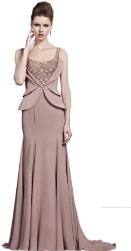 Coniefox Chiffon Sleeveless A-Line Fancy Prom Dress Size S Color Apricot