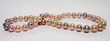 HinsonGayle AAA 9.5-10.5mm Naturally Metallic Multicolored Cultured Pearl Necklace (14K White Gold)
