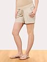 Motherhood Maternity: Under Belly Roll Hem Stretch Fabric Maternity Shorts