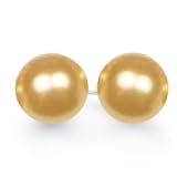 Bling Jewelry Tahitian Style Sea Shell Golden Pearl Ball Stud Earrings