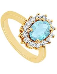 Aquamarine and Diamond Ring 14K Yellow Gold - 1.50 CT TGW