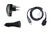 PDA 4en1 Set: Chargeur voiture (12V / 24V) + secteur (220V) + cable USB de synchronisation pour Acer n30, n35, n35 GPS, n50, n300, n310, n311 / Yakumo Alpha GPS, AlphaX / Typhoon Airboard 4000 / Navman PiN