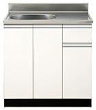 アイオ産業 流し台 LW-800 幅800mm【奥行460mm】 (【右シンク】LW-800R(W))