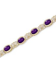 14K Yellow Gold Oval Amethyst and Diamond Bracelet