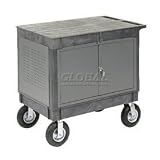 Mobile Tool Cabinet Cart & Work Center With Flat Top Shelf 8 Pneumatic Casters