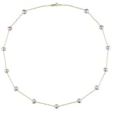 10K Yellow Gold 5.5-6mm Pink Freshwater Pearl Tin-Cup Necklace