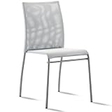 Ensemble de 2 chaises- Métal et filet - Empilables - Couleur Blanc