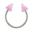 STAINLESS STEEL HORSESHOE WITH SPIKE LIGHT PURPLE/GLITTER Gauge: 16, Ball Size: 4mm Sold as a Pair