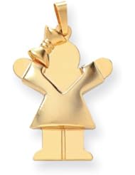 14k Puffed Girl w/Bow on Left Engravable Charm